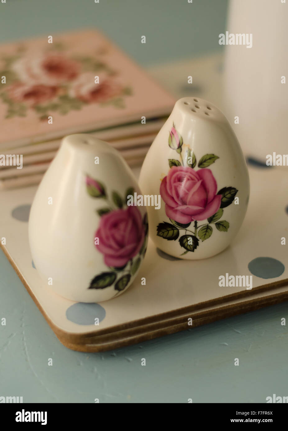 Vintage salt and pepper pots shakers Stock Photo Alamy
