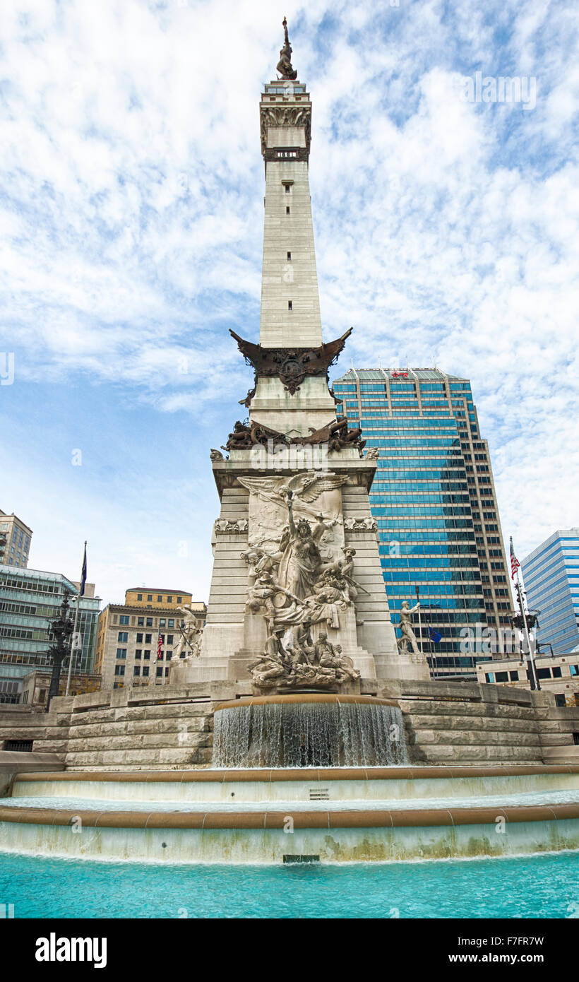 Indiana Soldiers and Sailors Monument, Monument Circle, Indianapolis, Indiana, USA Stock Photo