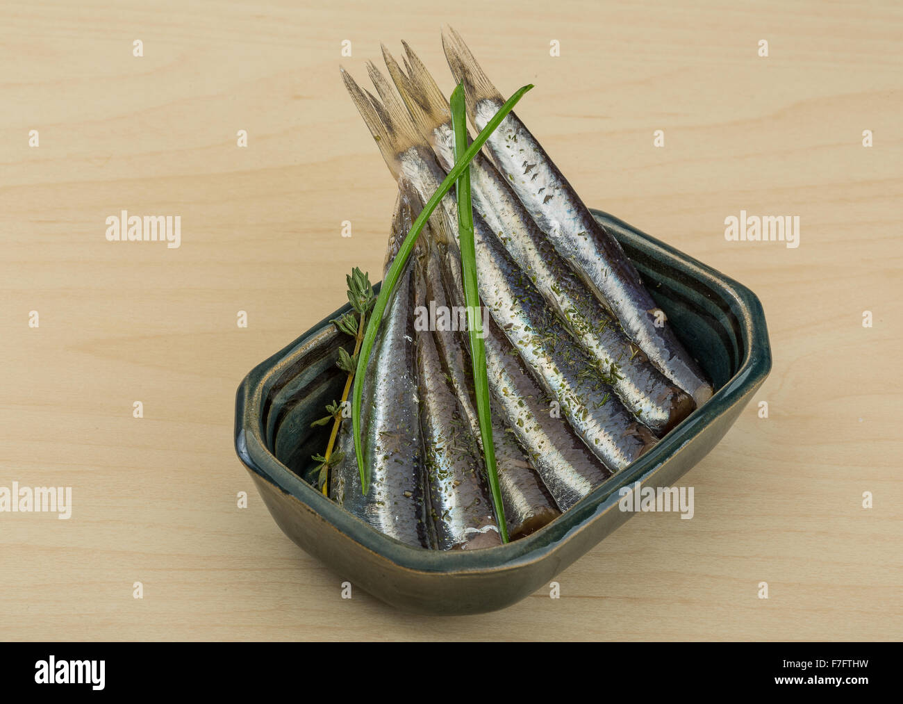 Salted anchovy with spices and herbs ready for eat Stock Photo Alamy
