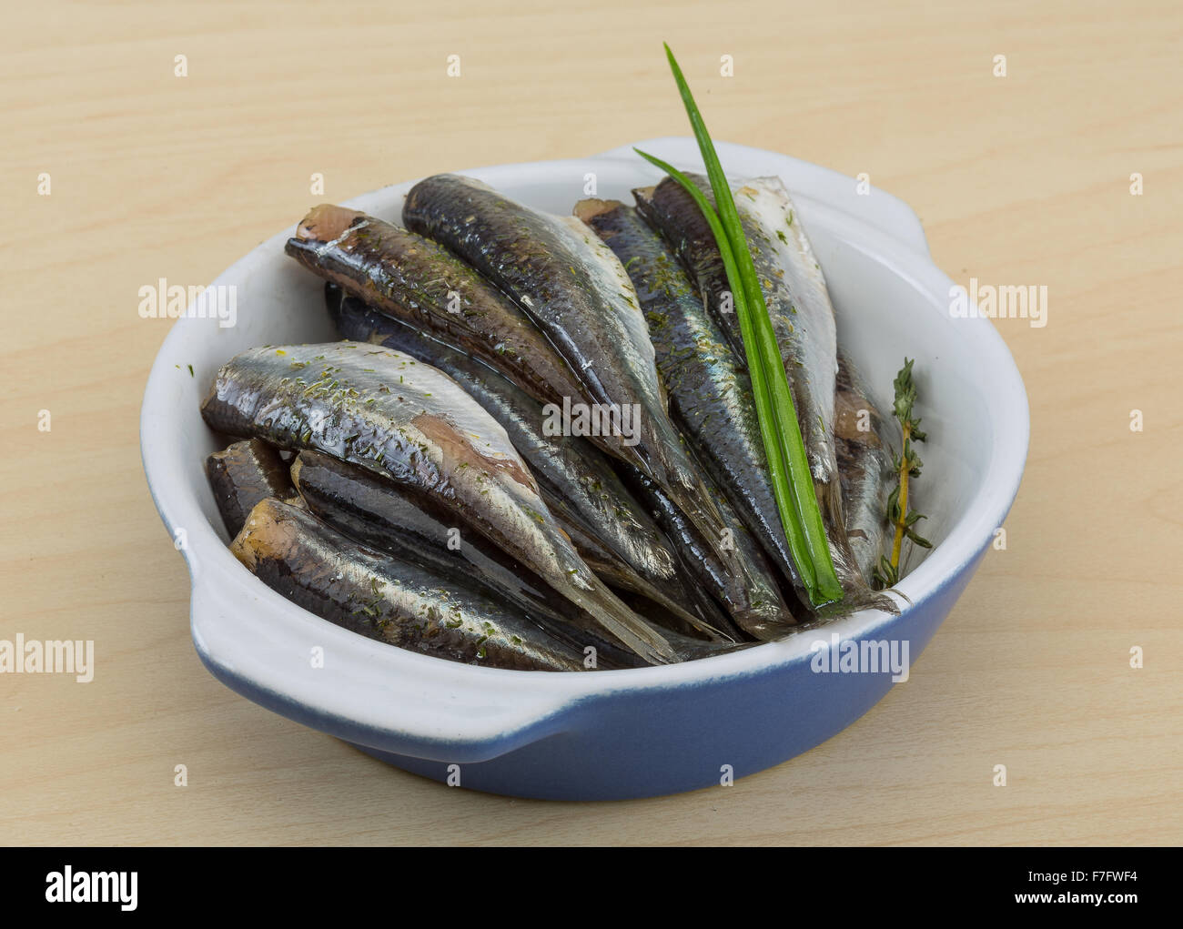 Salted anchovy with spices and herbs ready for eat Stock Photo Alamy