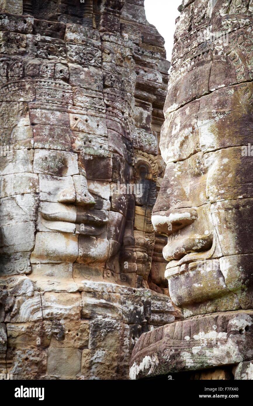 Faces of Bayon Temple, Angkor Thom, Cambodia, Asia Stock Photo