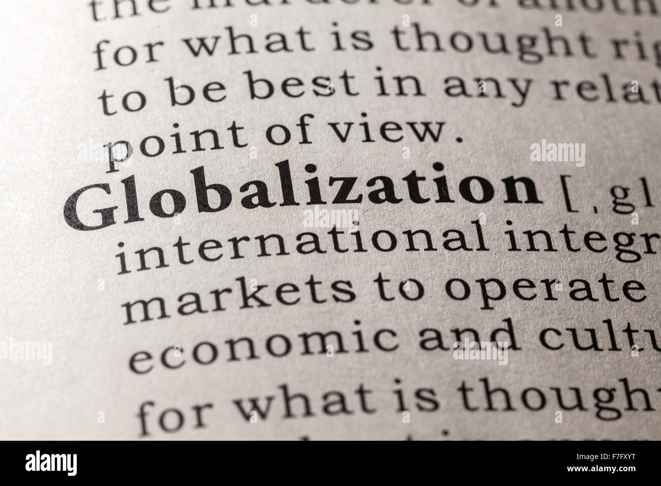 Fake Dictionary, Dictionary definition of the word globalization Stock Photo