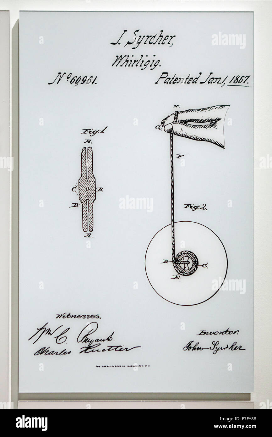 J Syrcher Whirligig (Yo-yo) patent diagram, circa 1847 Stock Photo