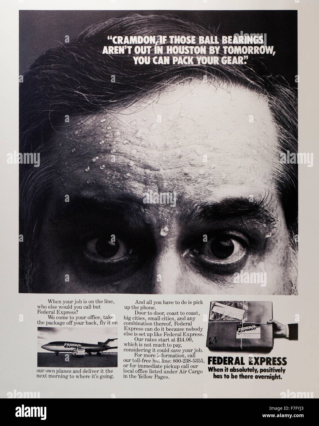 Vintage Federal Express (FedEx) print ad, circa 1977 - USA Stock Photo