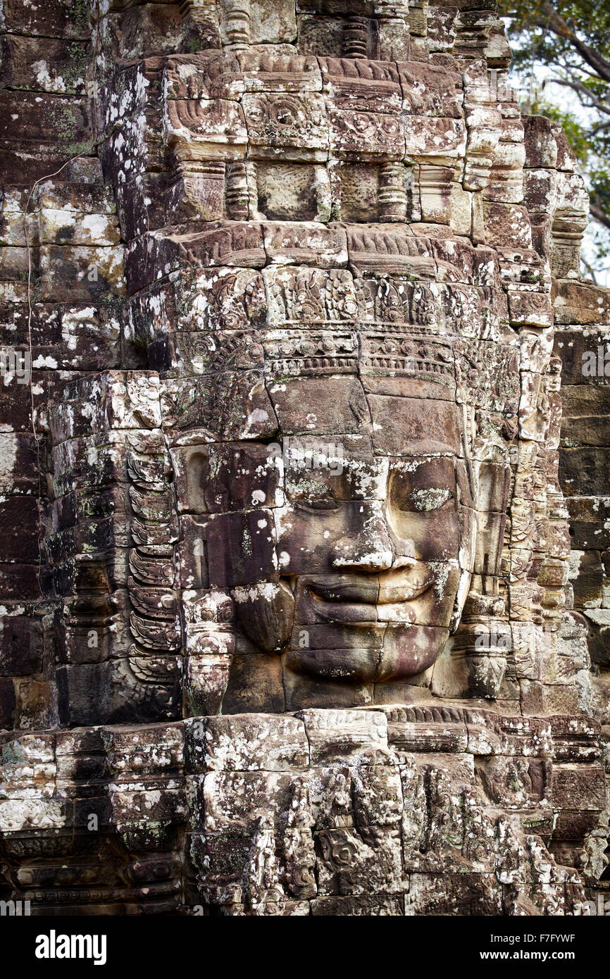 Faces of Bayon Temple, Angkor Thom, Cambodia, Asia Stock Photo