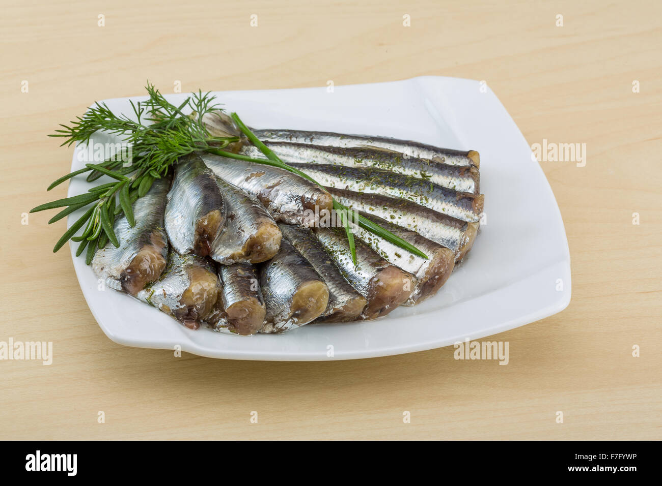 Salted anchovy with spices and herbs ready for eat Stock Photo Alamy