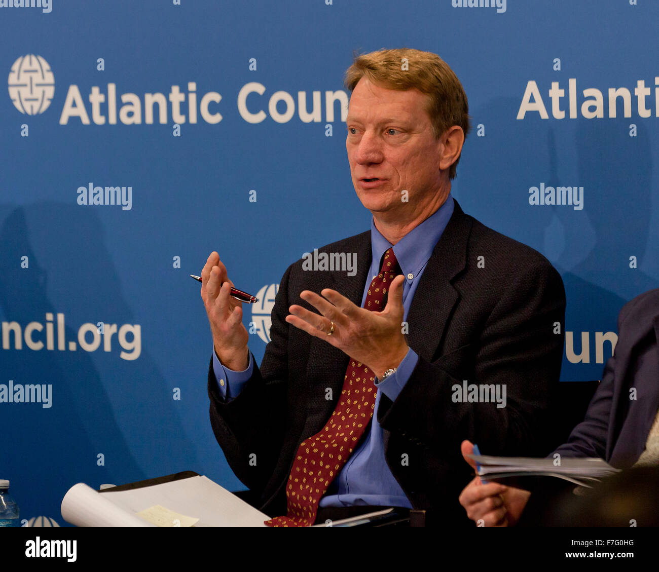 Roger Cliff, Nonresident Senior Fellow, Asia Security Initiative, Atlantic Council speaking on Japan's Security Role Stock Photo