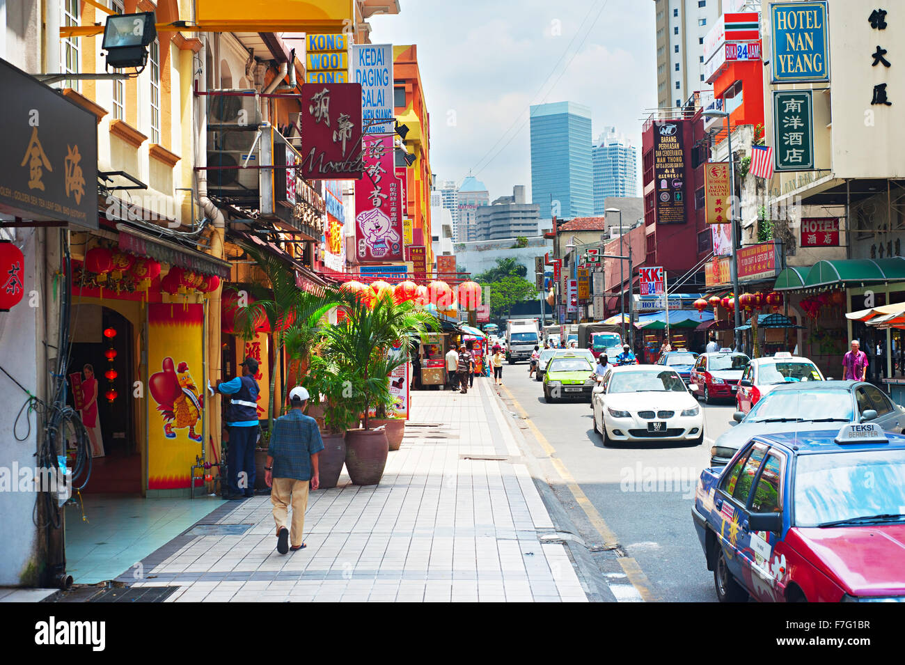 Chinatown street in Kuala Lumpur. KL is the capital and most populous city in Malaysia. Stock Photo