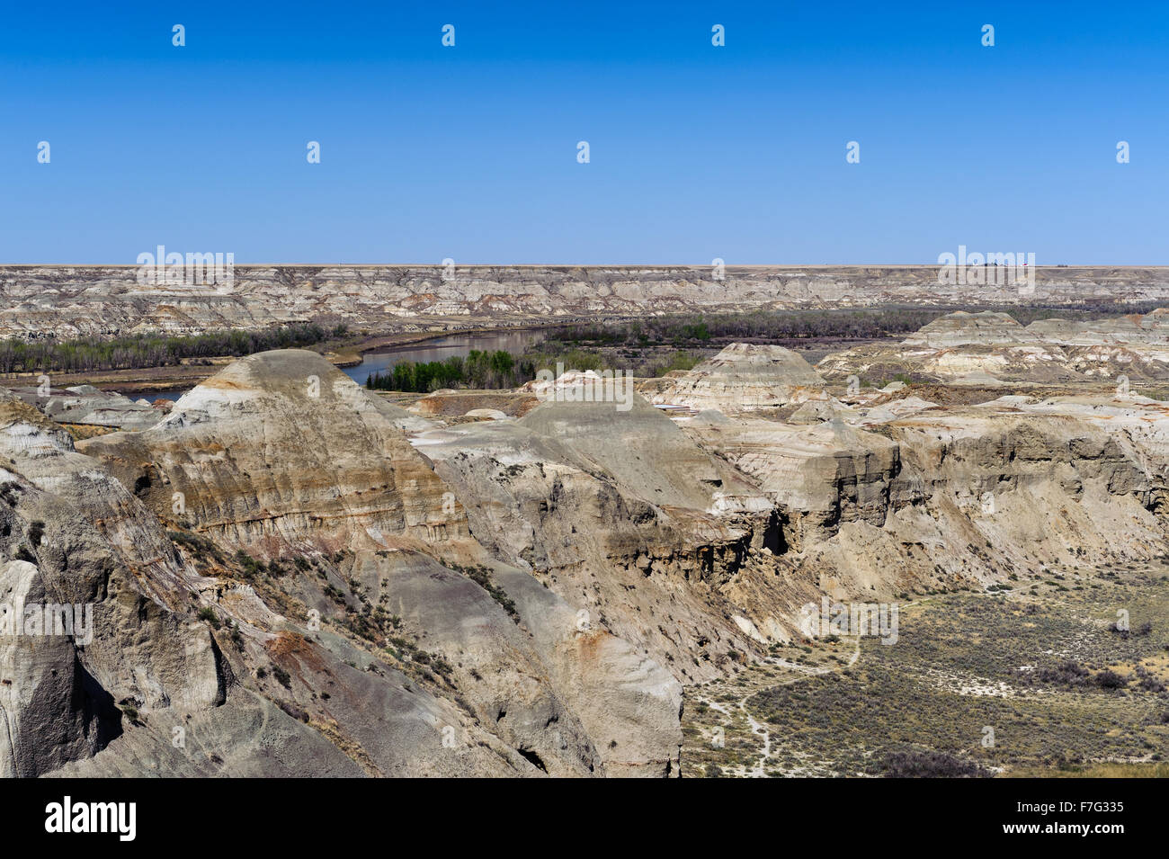 Dinosaur Provincial Park  near Drumheller noted for the beauty of its badlands landscape and as a major fossil site, Alberta,Can Stock Photo