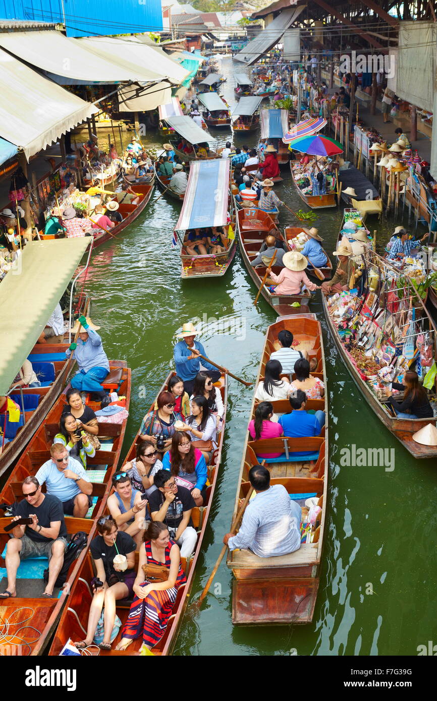 Thailand Floating Market Damnoen Saduak near Bangkok, Bangkok, Thailand Stock Photo
