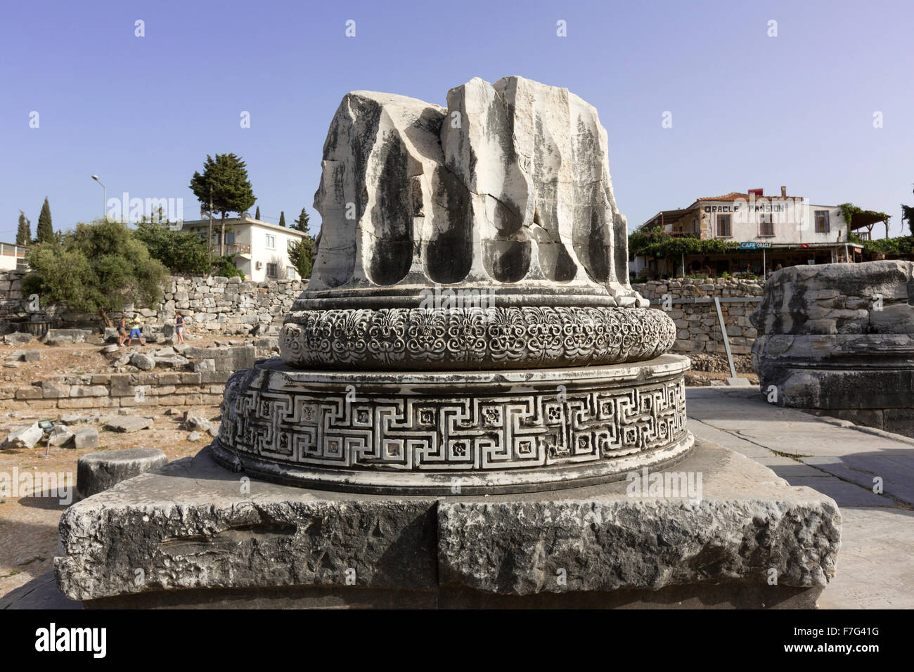 Decorative column base in the ruins of the Temple of Apollo at Didyma