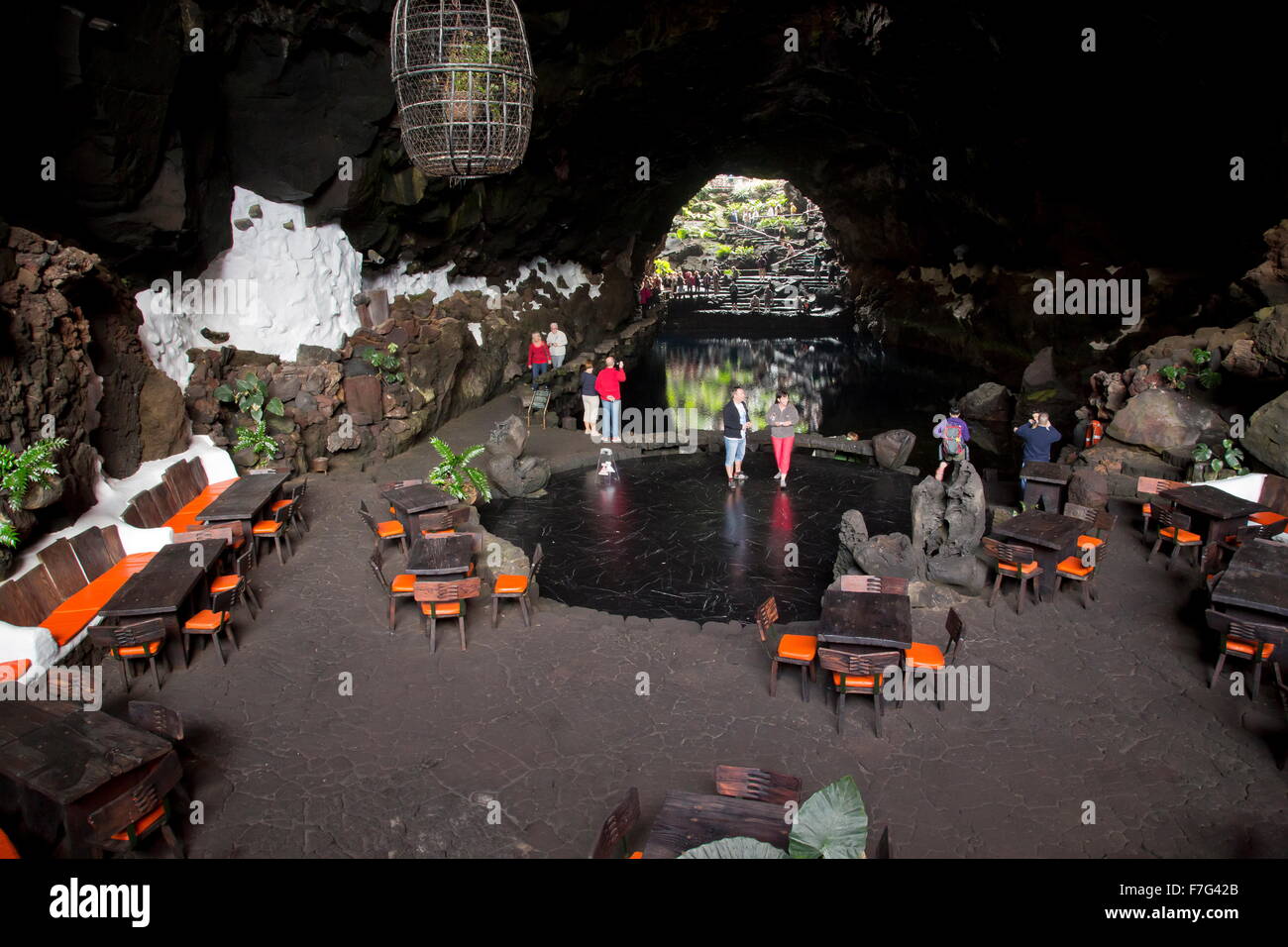 Jameos del Agua, cafe and lava tunnel, Lanzarote. Stock Photo