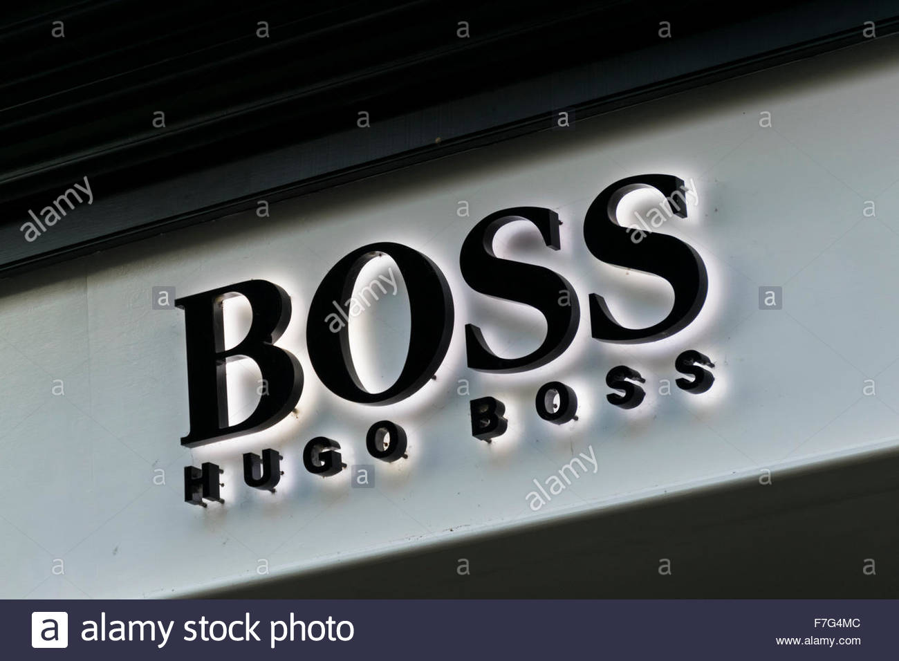 Hugo Boss sign on a shop in Cambridge 