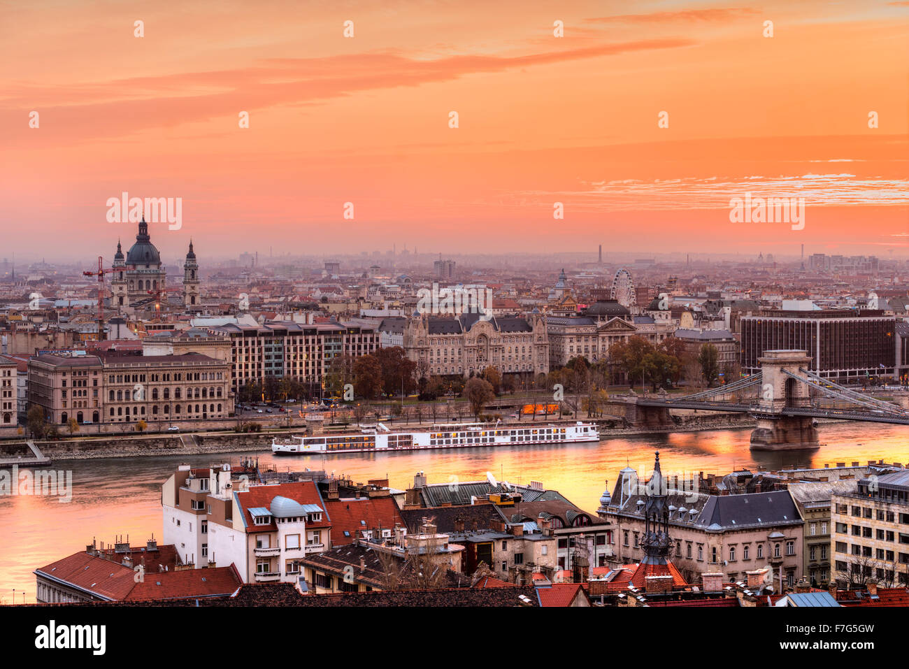 Budapest, sunrise panorama, Hungary Stock Photo