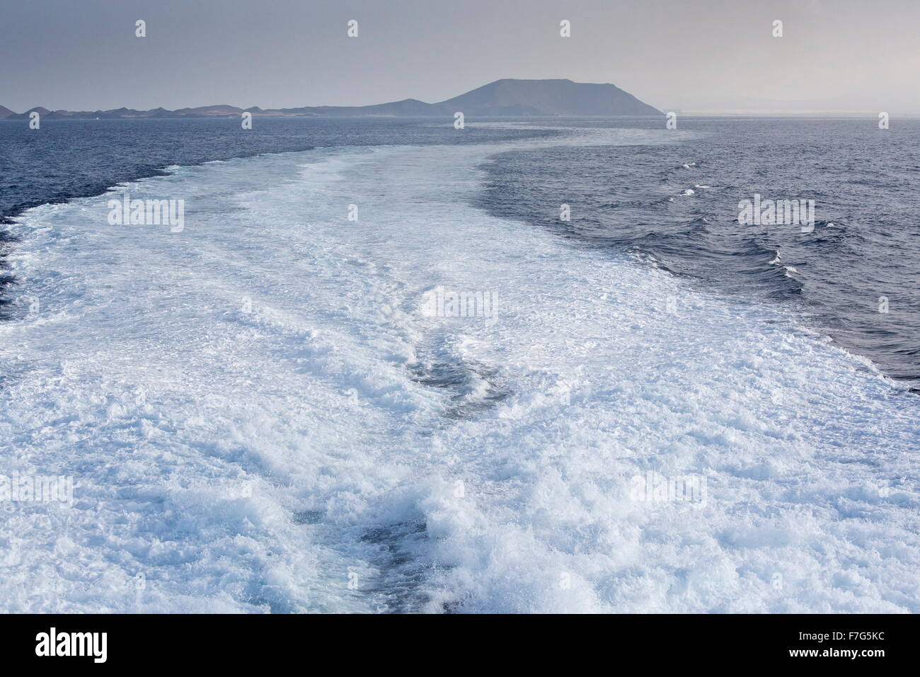 The sea crossing between Lanzarote and Fuerteventura, Canary islands. Stock Photo