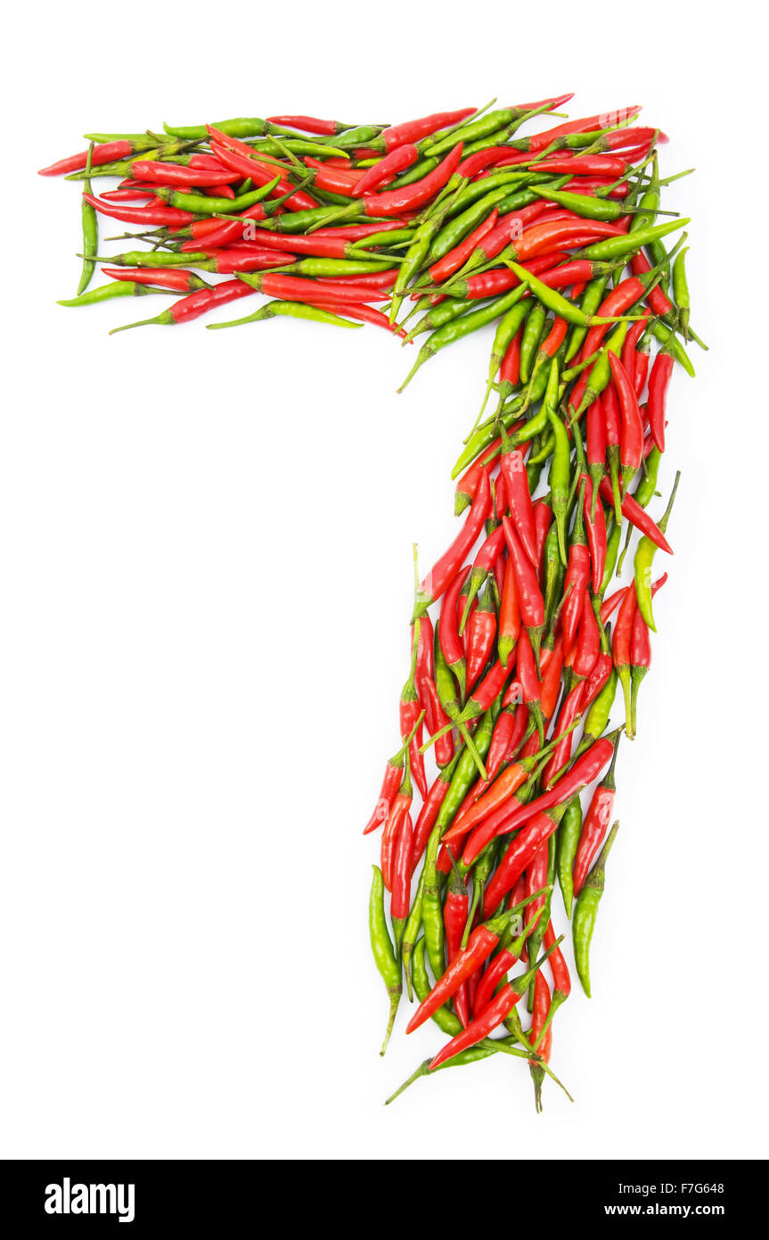 Numbers with green and red peppers number Stock Photo Alamy