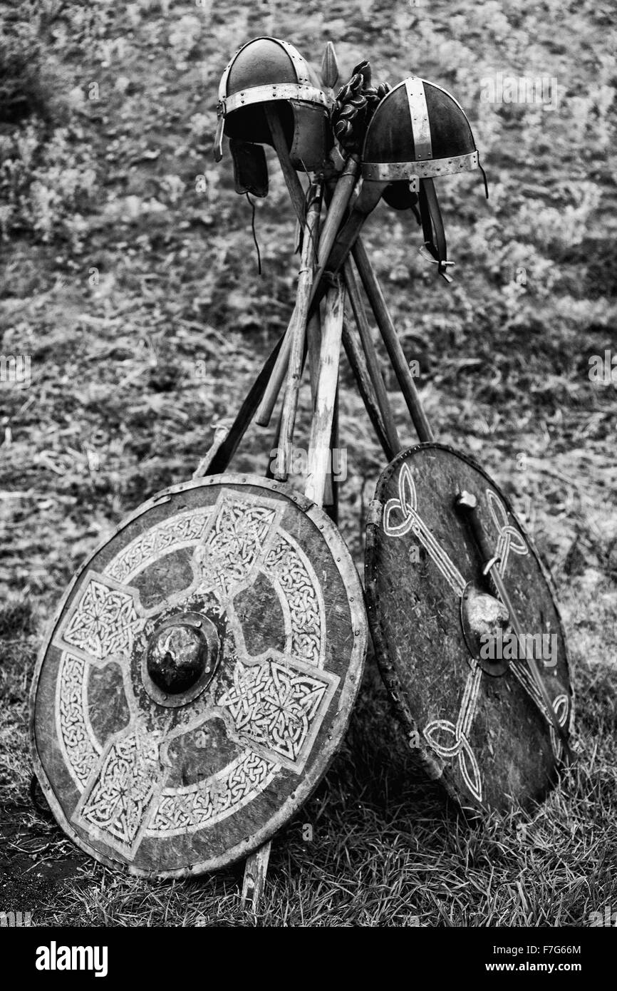 Helmet Shield Saxon Black And White Stock Photos & Images - Alamy