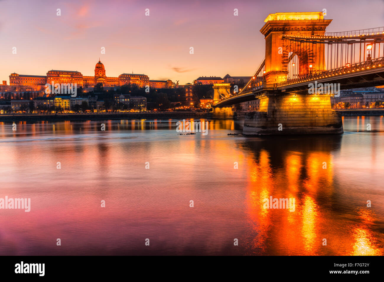 Budapest, Chain Bridge and Buda Castle, Hungary Stock Photo - Alamy