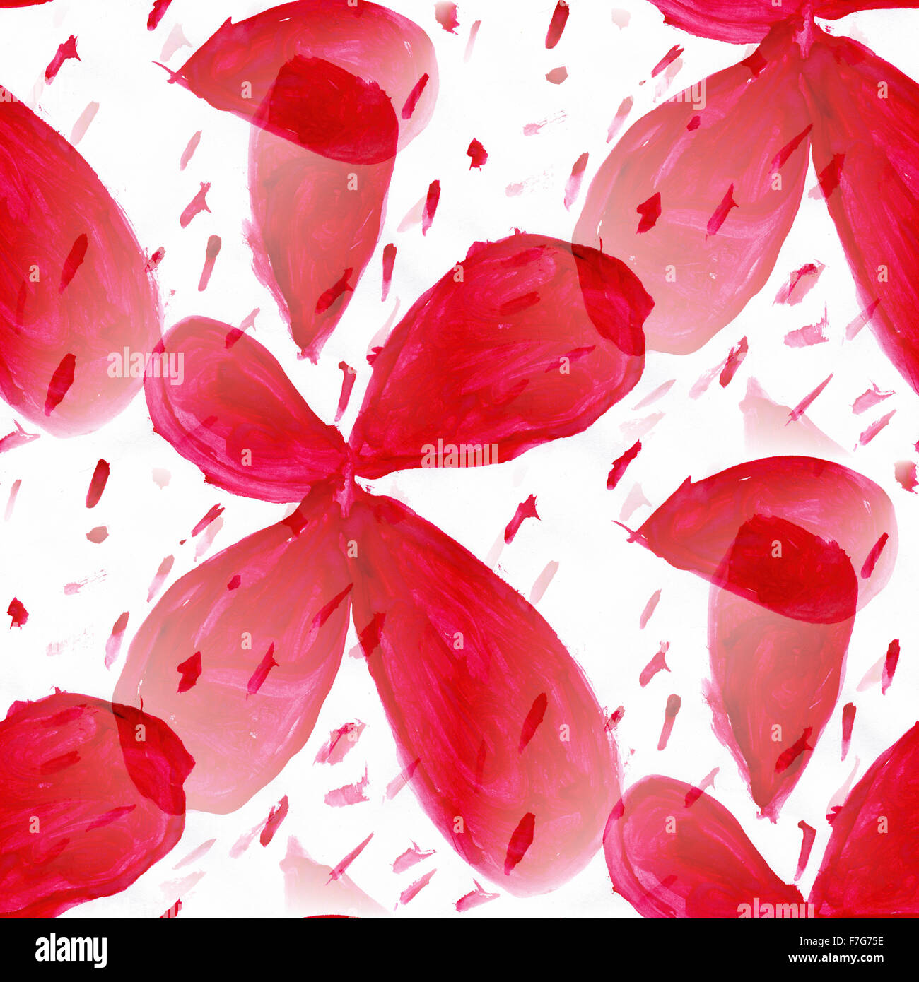 Red flower pattern texture watercolor handmade seamless texture for your website Stock Photo
