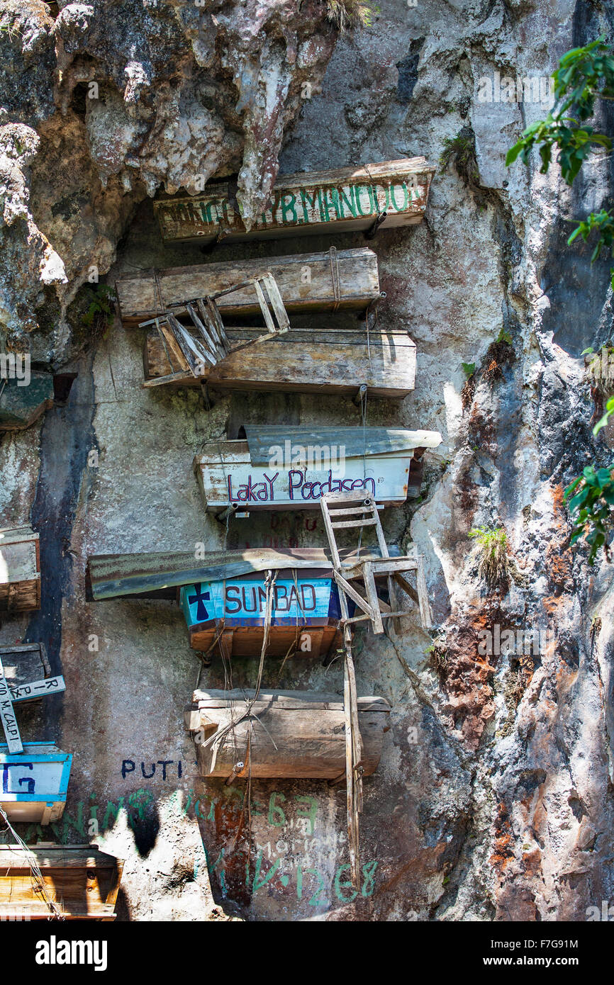 The hanging coffins of Sagada in Northern Luzon Island, Philippines, Southeast Asia. Stock Photo