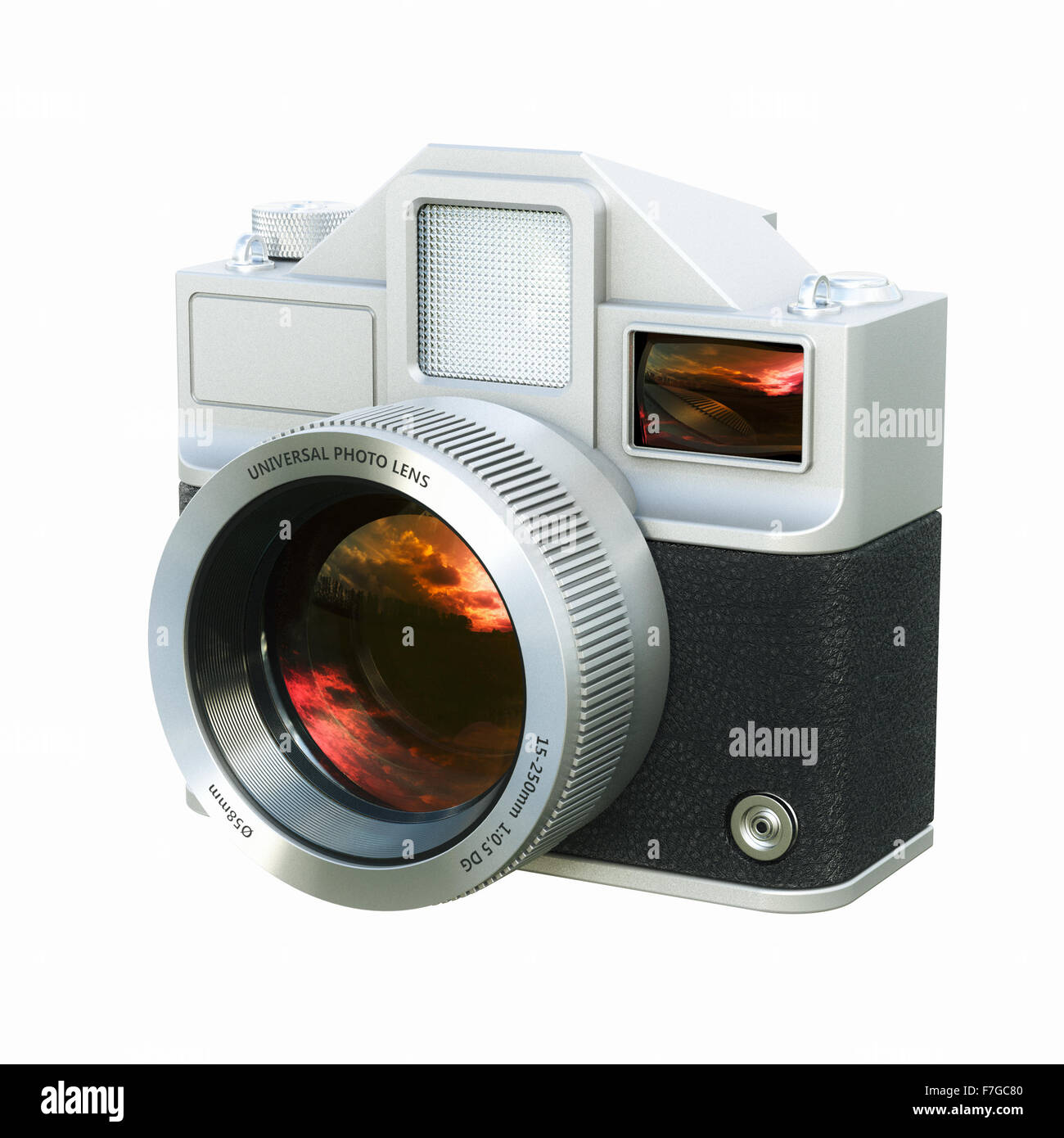 Vintage film photo camera isolated on white . 3d render Stock Photo