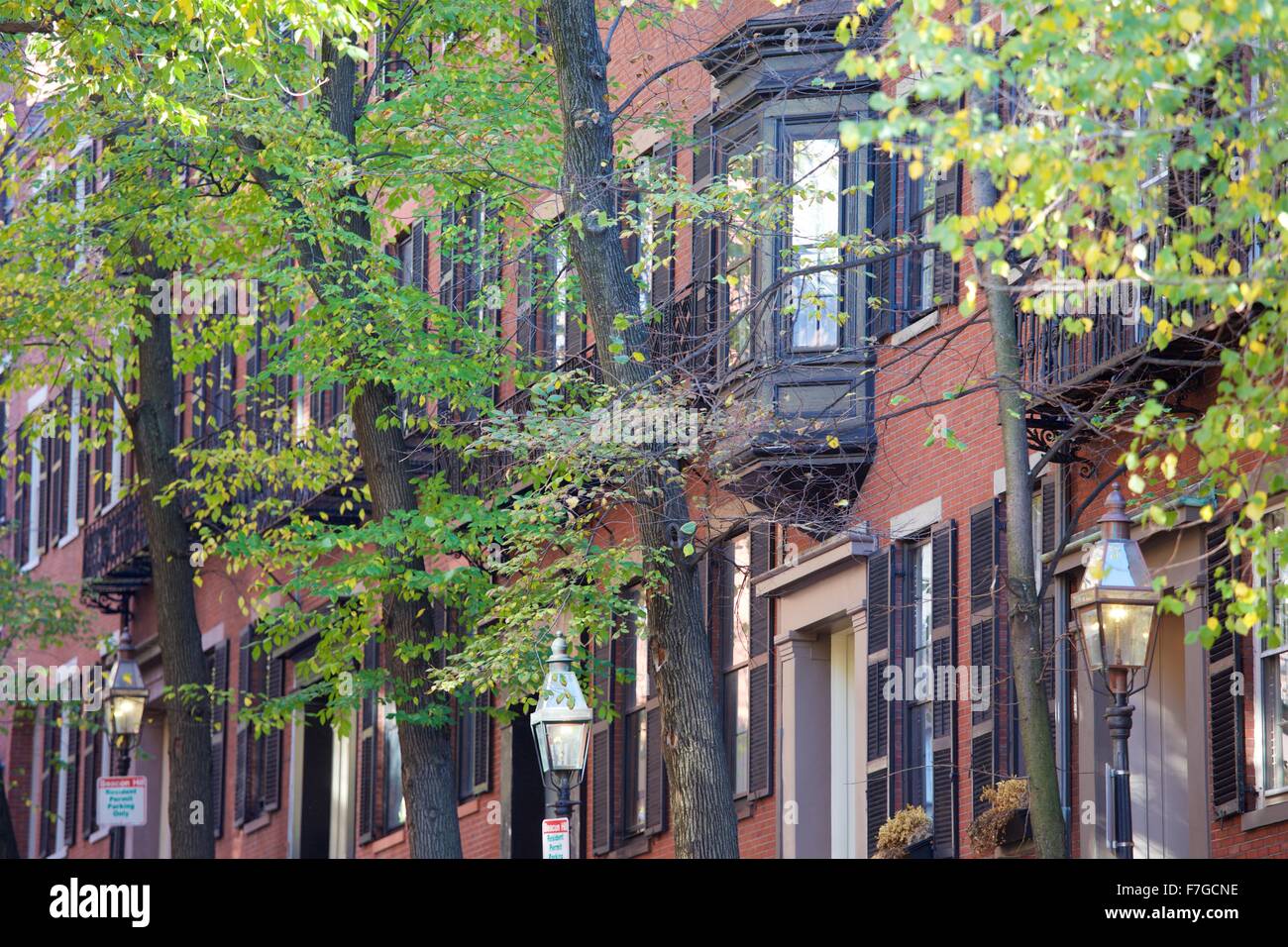 Autumn in the historic neighborhood of Beacon Hill, Boston, Massachusetts Stock Photo