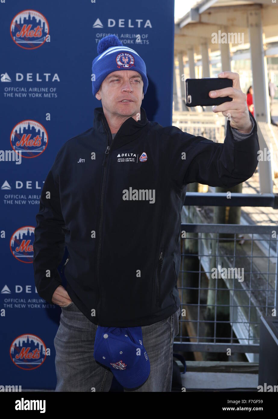 Comedian Jim Breuer and Mets legend Mike Piazza join the Delta Air Lines and New York Mets water taxi, the 'Amazin' Mets Express,' as honorary Captains  Featuring: Jim Breuer Where: New York, New York, United States When: 30 Oct 2015 Stock Photo
