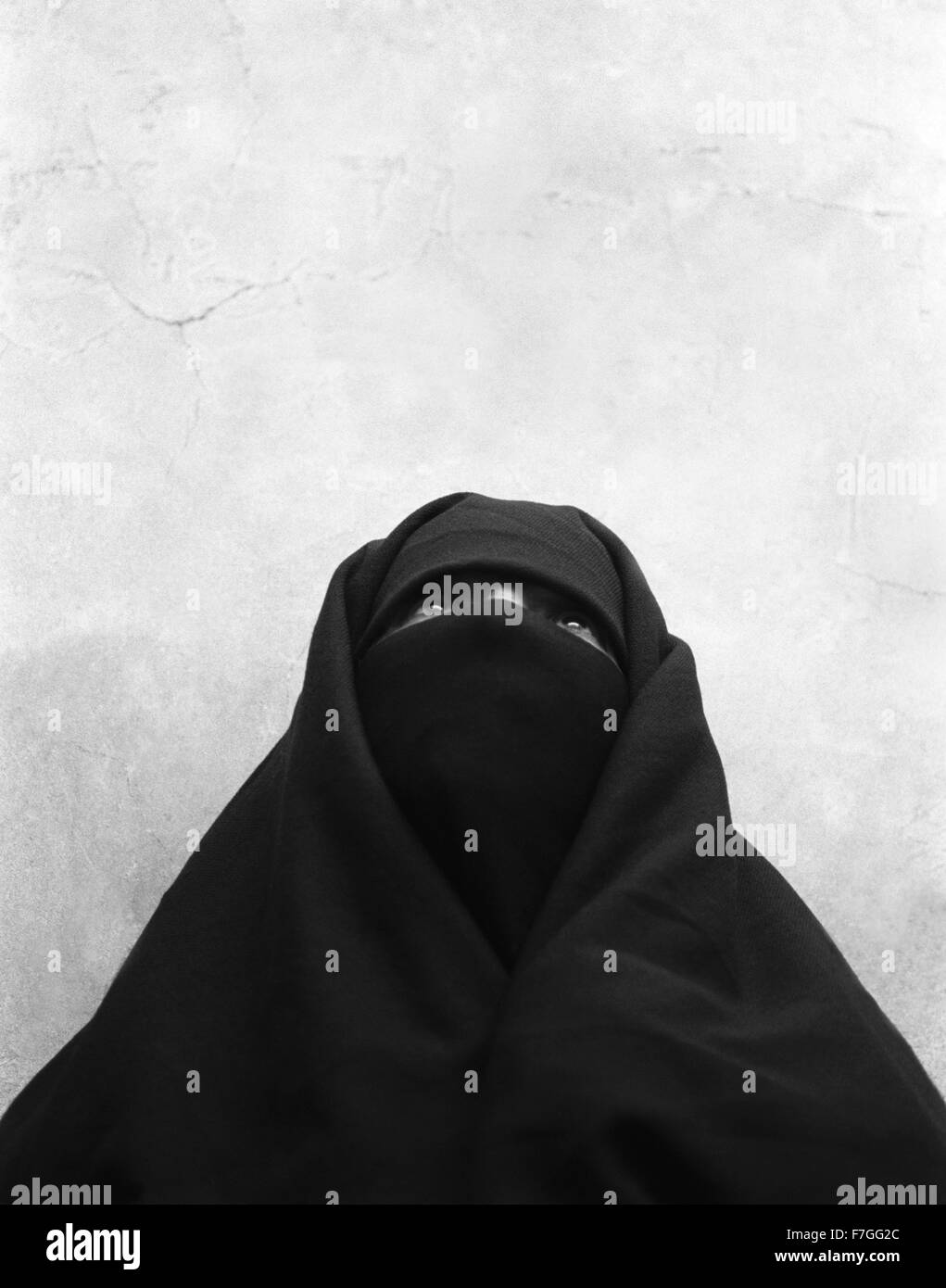A portrait of a Moroccan muslim woman wearing a burqa. Essaouira Morocco Stock Photo