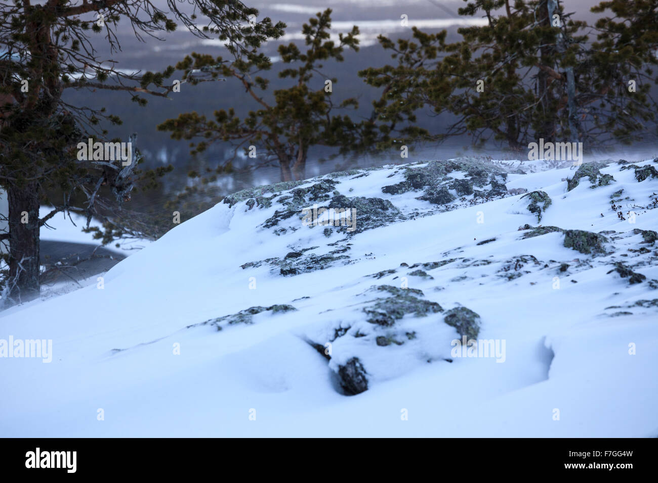 White snow and rocks on arctic hill Stock Photo - Alamy