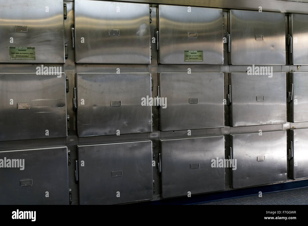 Authentic meyal drawers at the Vancouver Police Museum Stock