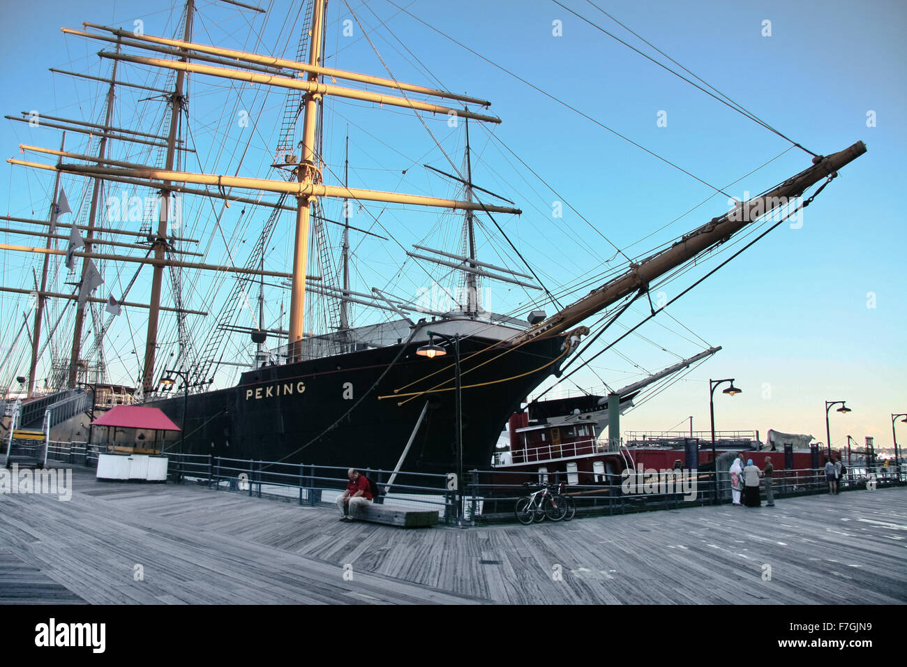 NEW YORK JUN 25 Old ships at docked South Street Seaport, June 25