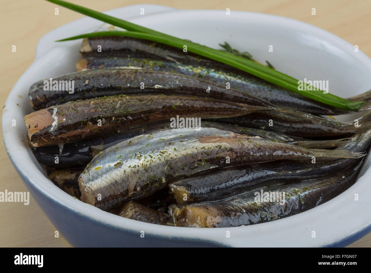 Salted anchovy with spices and herbs ready for eat Stock Photo Alamy