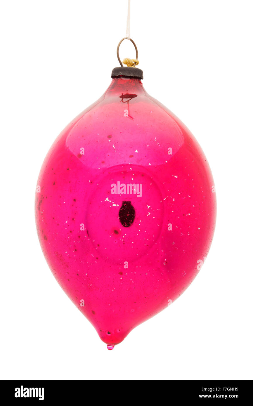 Vintage Antique Glass Christmas Tree Magenta Pink Decoration