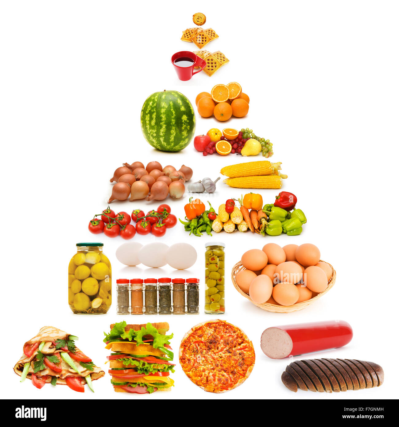 Food pyramid with lots of items Stock Photo Alamy
