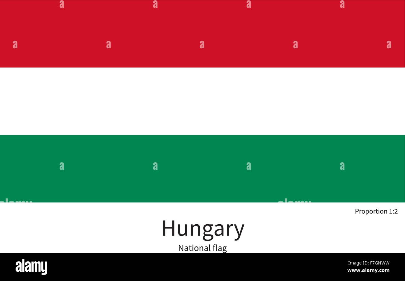 National flag of Hungary with correct proportions, element, colors Stock Vector