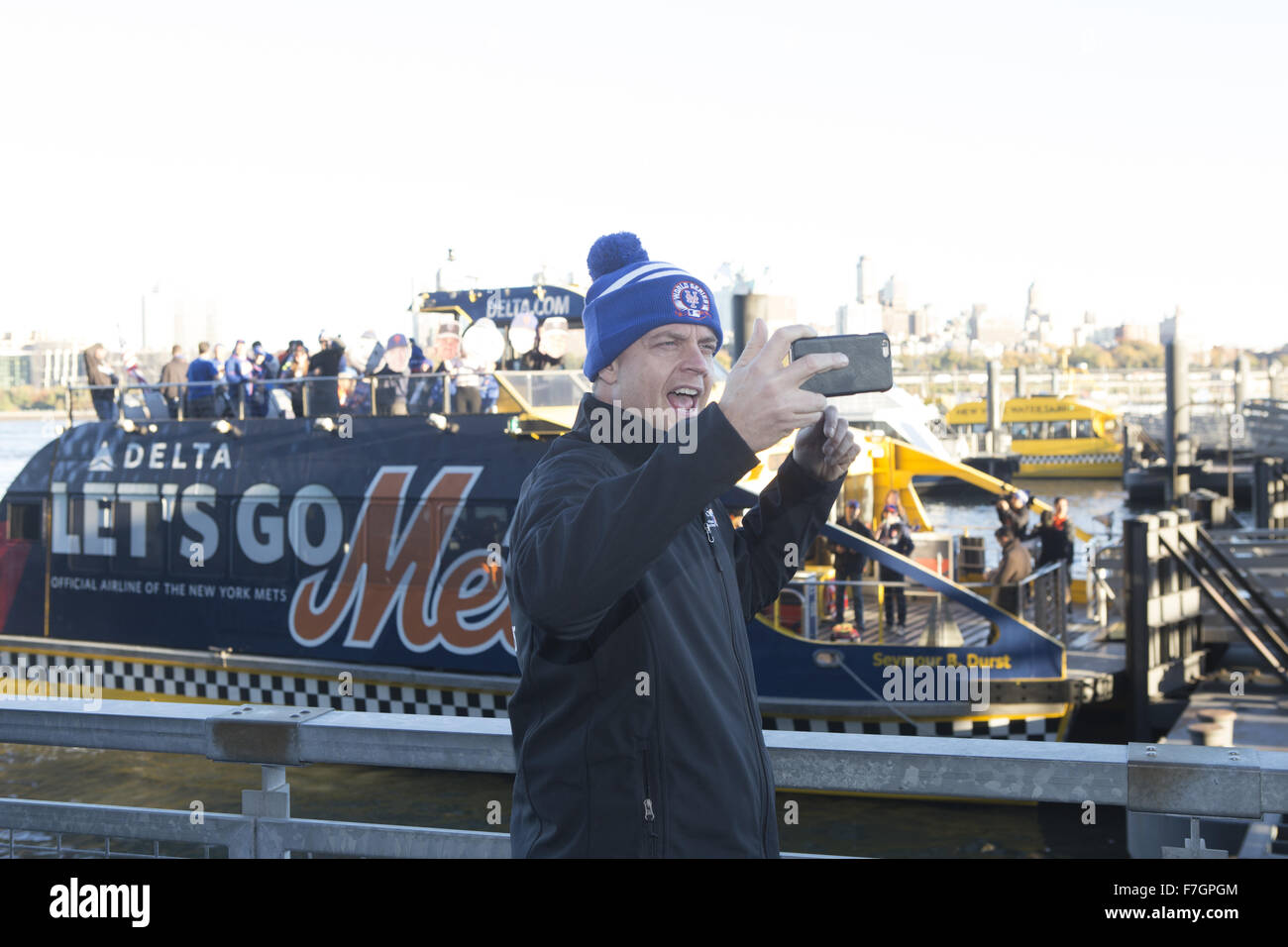 Comedian Jim Breuer and Mets legend Mike Piazza join the Delta Air Lines and New York Mets water taxi, the 'Amazin' Mets Express,' as honorary Captains  Featuring: Jim Breuer Where: New York, New York, United States When: 30 Oct 2015 Stock Photo