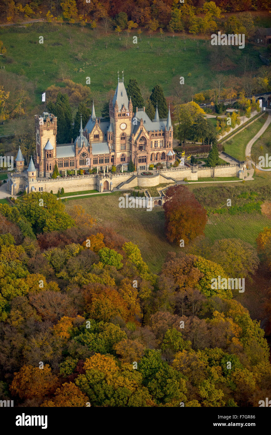 Drachenburg Castle in colorful autumn leaves, the Rhine Valley, Koenigswinter, Siebengebirge  Koenigswinter Stock Photo