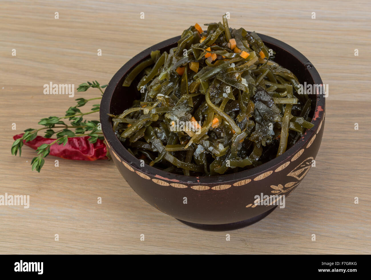 Marinated Laminaria salad in the bowl with spices Stock Photo - Alamy