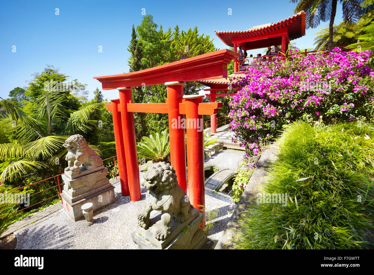 Japanese japan oriental tropical garden - Monte, Madeira Island, Portugal Stock Photo