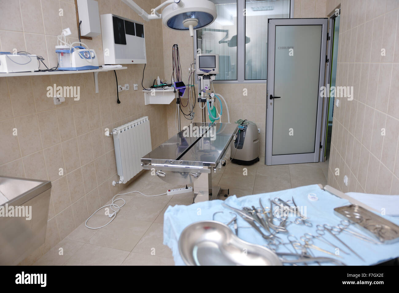 animal and pet surgery hospital room indoor with tools and instruments  Stock Photo - Alamy