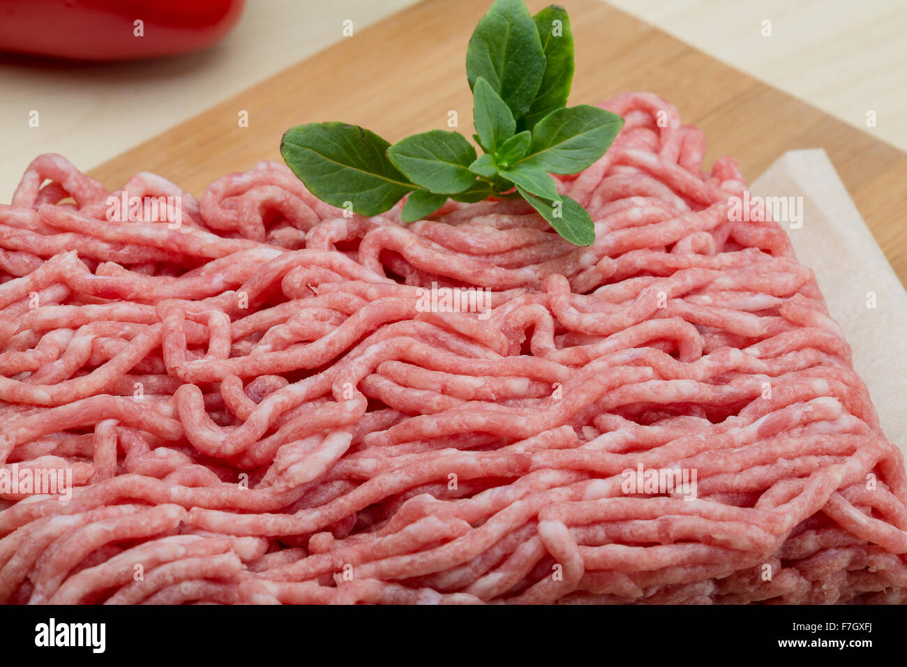 Raw Minced meat with herbs and spices Stock Photo Alamy