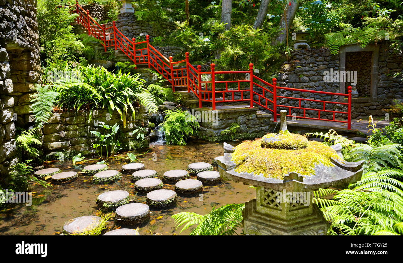 Monte Palace Tropical Garden (Japanese garden) - Monte, Madeira Island, Portugal Stock Photo