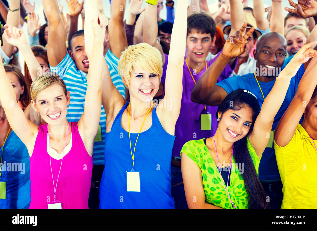 Crowd Learning Celebrating Casual Diverse Ethnic Concept Stock Photo ...