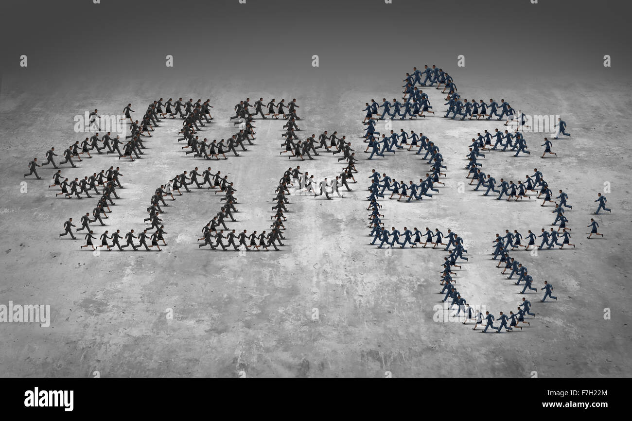 Corporate partnership and team connection business people concept as two running businesspeople groups shaped as jigsaw puzzle p Stock Photo
