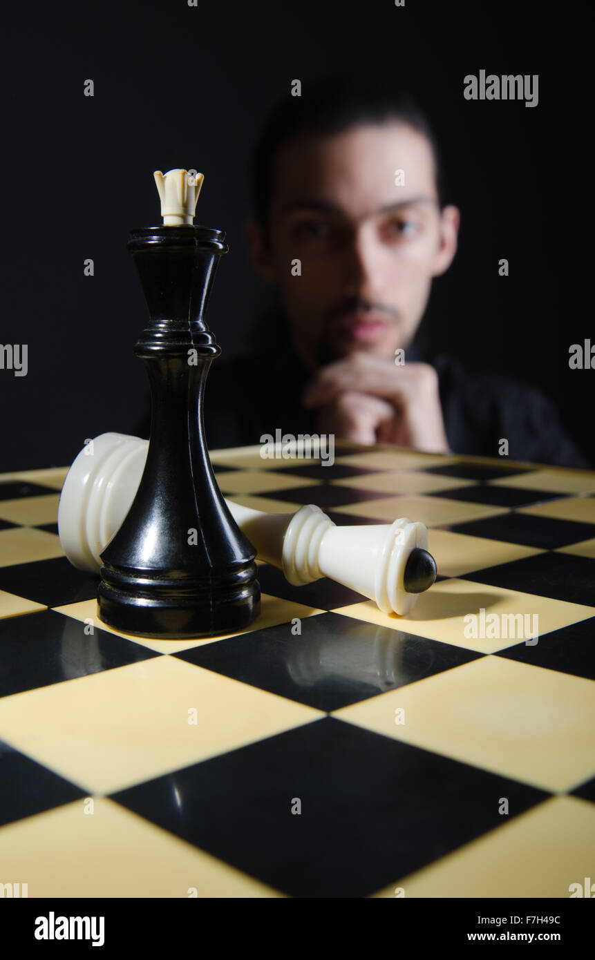 Chess player playing his game Stock Photo Alamy