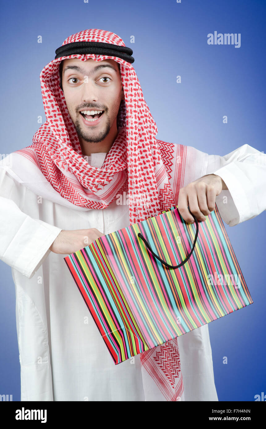 Arab with the gift bags Stock Photo Alamy
