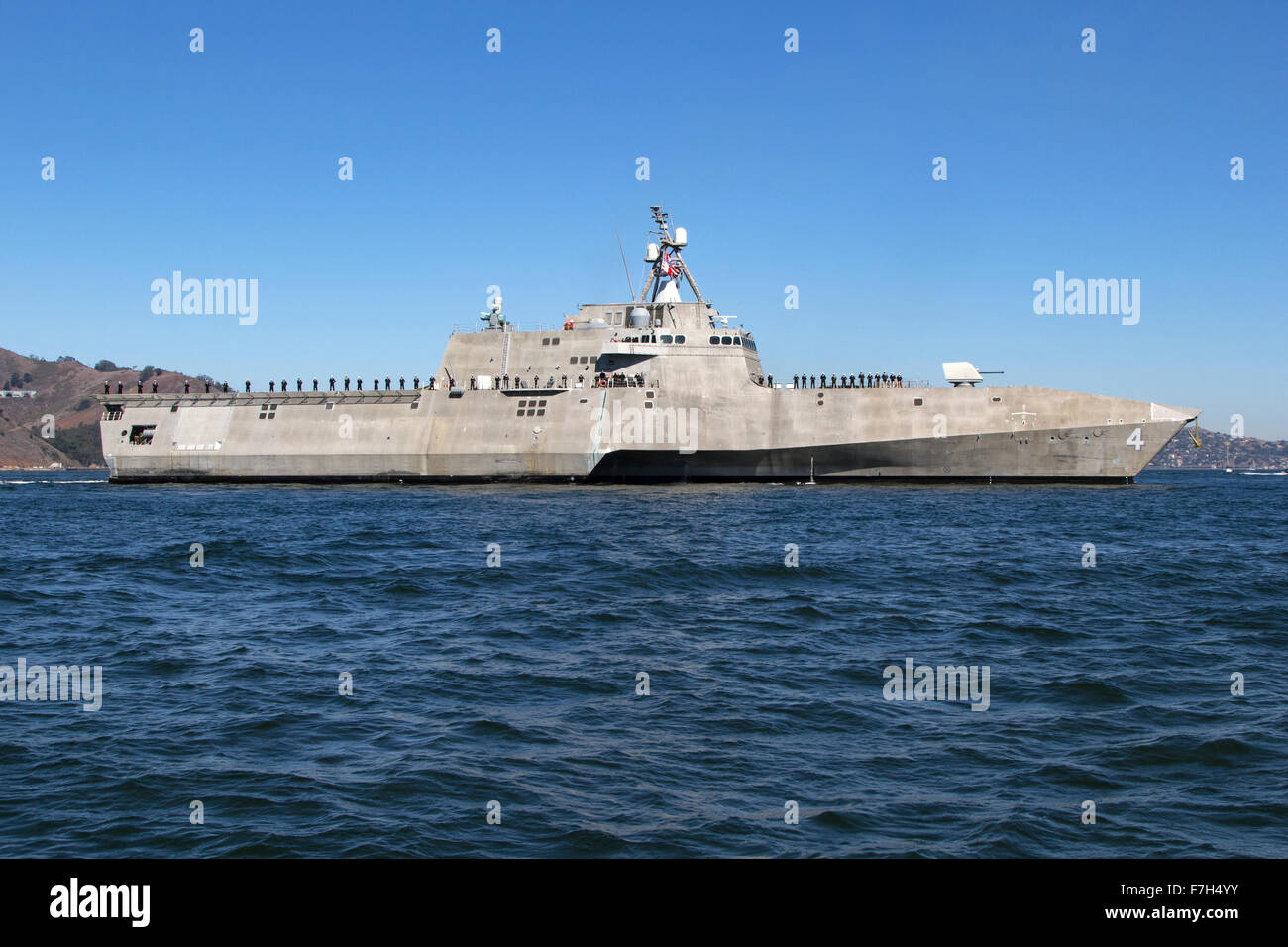 The Independence-class littoral combat ship USS Coronado (LCS-4) on San Francisco Bay. Stock Photo
