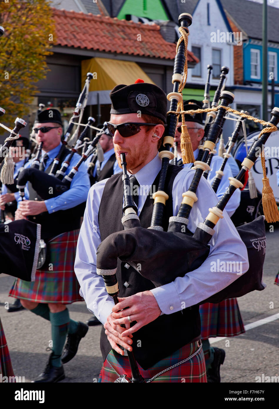 Marching Bagpipers Stock Photo Alamy