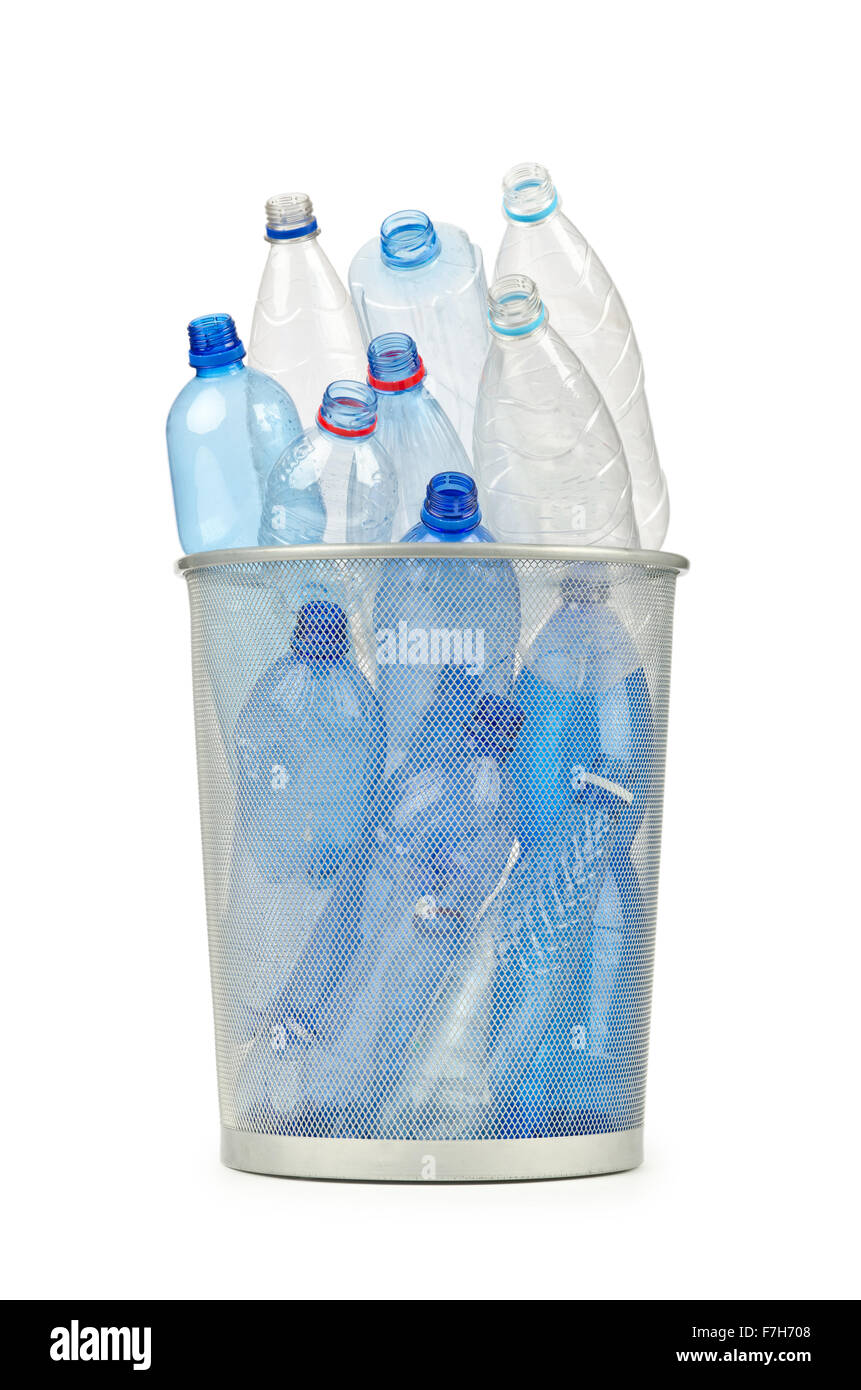 Empty plastic water bottles on white Stock Photo Alamy