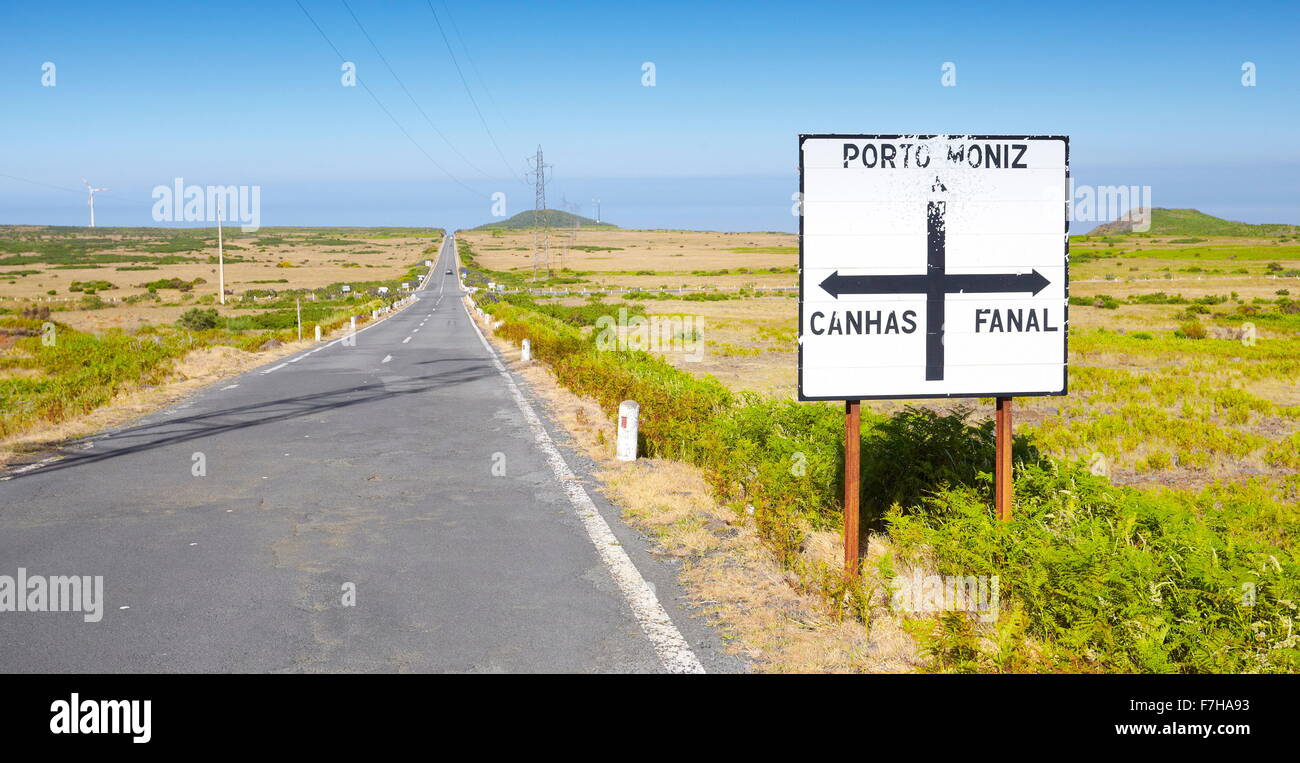 The road to Porto Moniz, plateau Paul da Serra, Madeira Island, Portugal Stock Photo